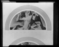 Lunette-shaped mural study (?) with male nude and airplanes, by Barse Miller, 1925-1939