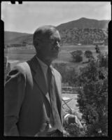 William Penhallow Henderson in a suit at his home, Santa Fe, 1932