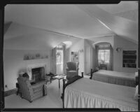Bedroom possibly designed by J. R. Davidson or Jock Peters, Los Angeles County, 1928-1934