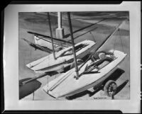 "Figure with sailboats on shore," by Barse Miller, 1925-1939