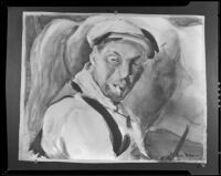 Watercolor of a man smoking a cigarette, by Barse Miller, 1925-1939