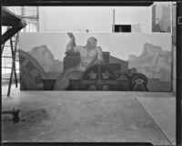 Mural study (?) with seated nude man, Barse Miller, 1930-1939