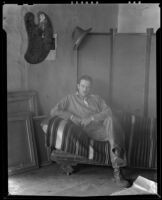 Kenneth Adams in his studio, Ranchos de Taos, 1932