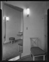 View of a fitting room in "Irene LTD," a dress shop of designer Irene Lentz Gibbons, Los Angeles, (circa 1930?)