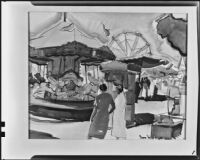 Amusement park (signed and dated 1931), painting by Barse Miller
