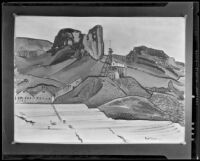 Landscape with farming or industrial activity, painting by Barse Miller, 1925-1939