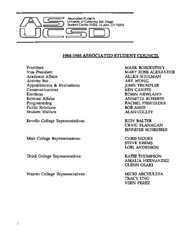 Associated Students Senate meetings, bills, and resolutions