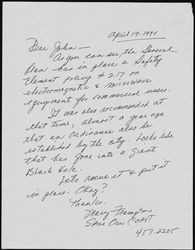 Letter from Mary Frampton to John, April 19, 1994