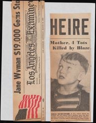 Newspaper Clipping of Sole Fire Survivor L.A. Examiner