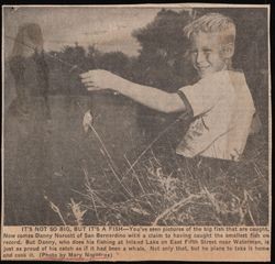 Newspaper Clipping of Danny Norcott Fishing