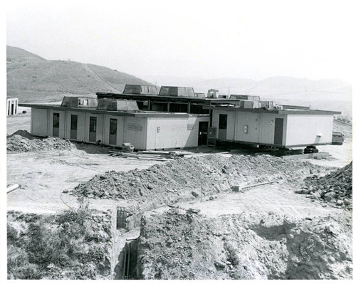 Portable building housing the cafeteria