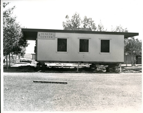 Temporary building with Health Center sign