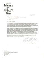 Letter from Lewis MacAdams, Friend of the Los Angeles River, to the Program Manager of the Los Angeles and San Gabriel Rivers Watershed Council