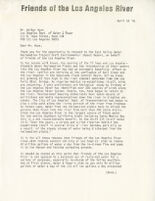 Letter from Lewis MacAdams, Friends of the Los Angeles River, to Walter Hoye, Los Angeles Department of Water and Power