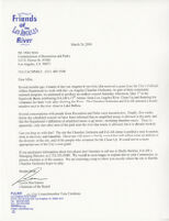 Letter from Lewis MacAdams, Friends of the Los Angeles River, to Mike Roos, Commissioner of Recreation and Parks