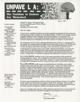 Letter from Lewis MacAdams, Unpave LA, to Michael Nagao, Planning Division of the Los Angeles County Department of Public Works