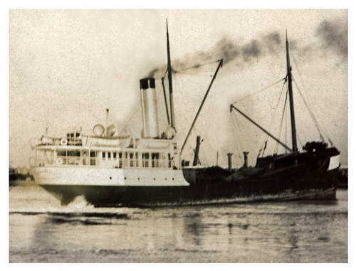 Steamship in harbor