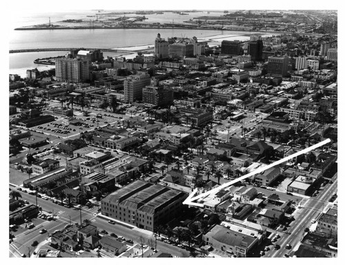 Aerial photograph of downtown Long Beach