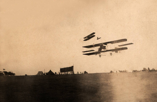 Airplane flying low over the ground