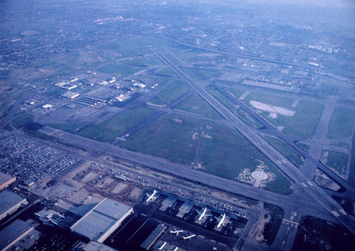 Airport runways aerial view