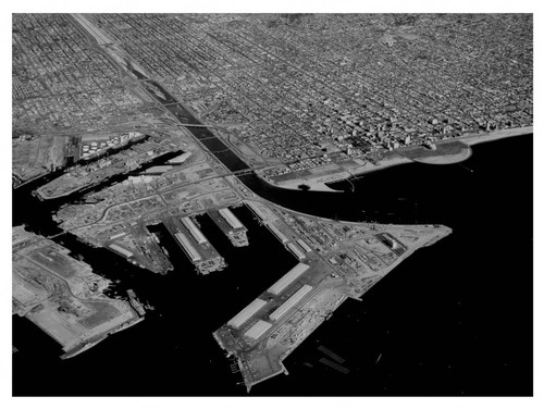 Long Beach harbor and downtown, 1959