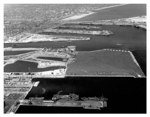 Long Beach harbor and downtown