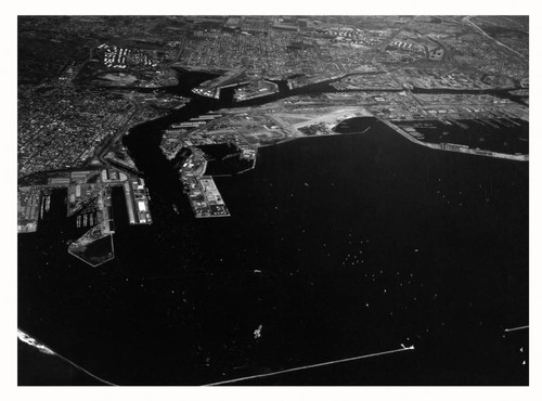 Aerial view of breakwater and harbor