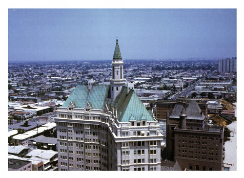 Aerial view looking east from Alamitos Avenue