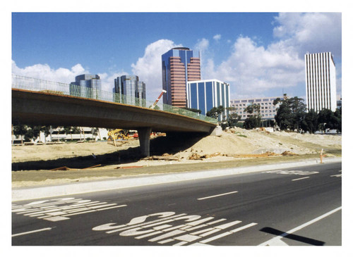 Overpass and downtown skyline