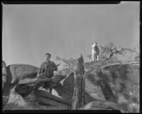 Cast member (possibly Jim Frasher) and dog in Gene Autry and the ...