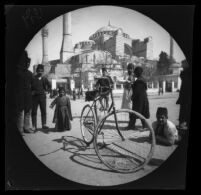 Hagia Sophia mosque with William Sachtleben's bicycle parked in the foreground, Istanbul, 1891