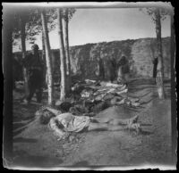 Armenian massacre victims laid out in the Armenian Gregorian Cemetery, Erzurum, Turkey, 1895