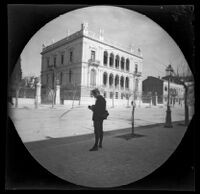 Thomas Allen across the street from the mansion of archeologist Heinrich Schliemann, Athens, 1891