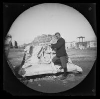 William Sachtleben next to a capital at the Olympieion, Athens, 1891