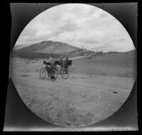 Distant view of Beypazarı with William Sachtleben and his bicycle in the foreground, Turkey, 1891