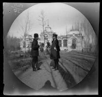 William Sachtleben and Johann von Balinski standing in front of the Prince Romanov Palace on Sailgokh Street, Tashkent, Uzbekistan, 1891