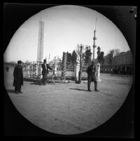 Thomas Allen next to the Serpent Column and in front of the Obelisk of Thutmose III at the Hippodrome, Istanbul, 1891