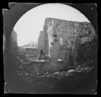 William Sachtleben exploring the ruins of the Stoa of Attalos (Attalus), Athens, 1891