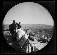 William Sachtleben and others enjoying a panoramic view from the edge of the Acropolis, Athens, 1891