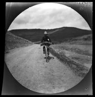 William Sachtleben riding his bicycle along the banks of the Kizill river the day before he reached Kayseri, Turkey, 1891