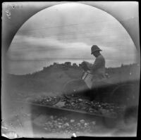 William Sachtleben next to Trans-Bosphorus Railway tracks en route from Istanbul to İzmit, Turkey, 1891