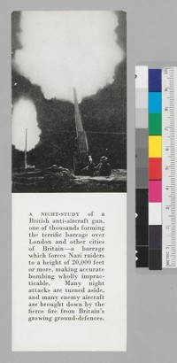 Recto: A night-study of a British anti-aircraft gun,...: Verso: Britain and her allied are resolved on this