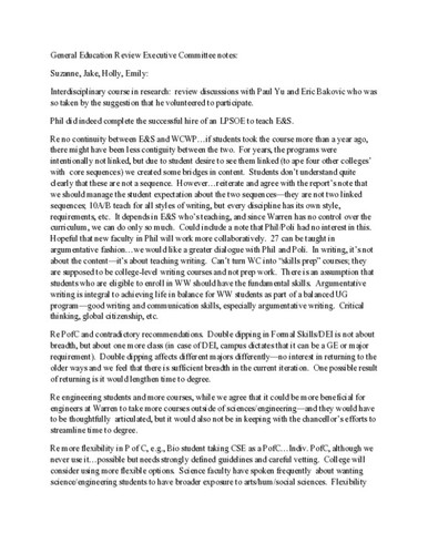 Warren College general education self-study and review