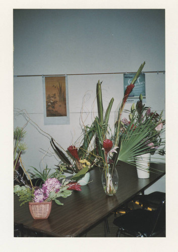 Flower arrangement program : Four arrangements on a table — Calisphere
