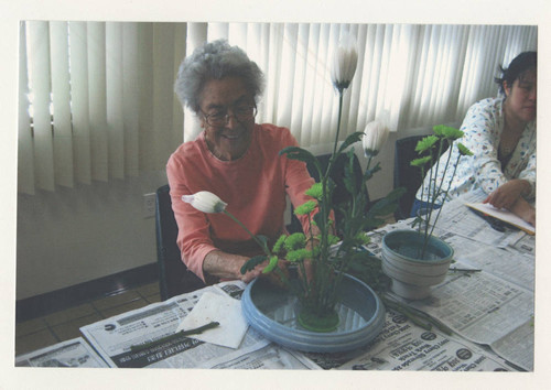 Flower arrangement program : A person assembles their semi-tropical ...
