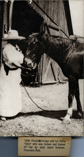 Rhoda Rindge with her horse, Dave — Calisphere