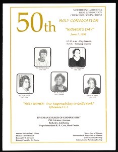 Holy convocation, Northern California (50th: 1996), Women's day program