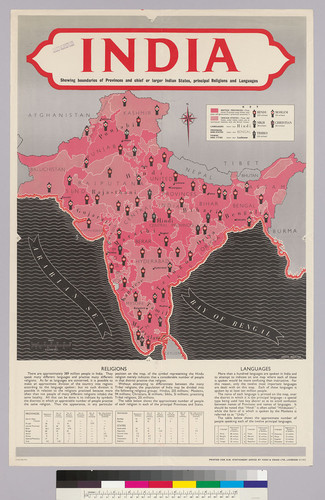 India: showing boundaries and chief or larger Indian states, principal religoilus and languages