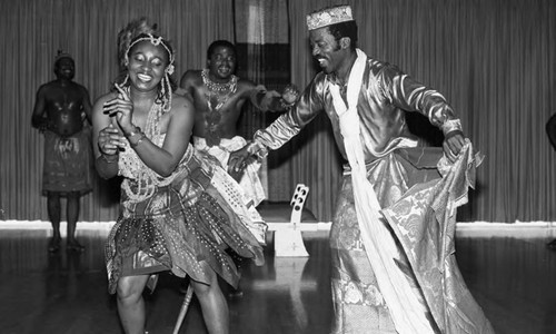 Nigerian Showcase Ensemble performing at the Westminister Cultural Center, Los Angeles, 1984