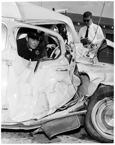Auto accident death at 108th and Gorman, Los Angeles, 1959
